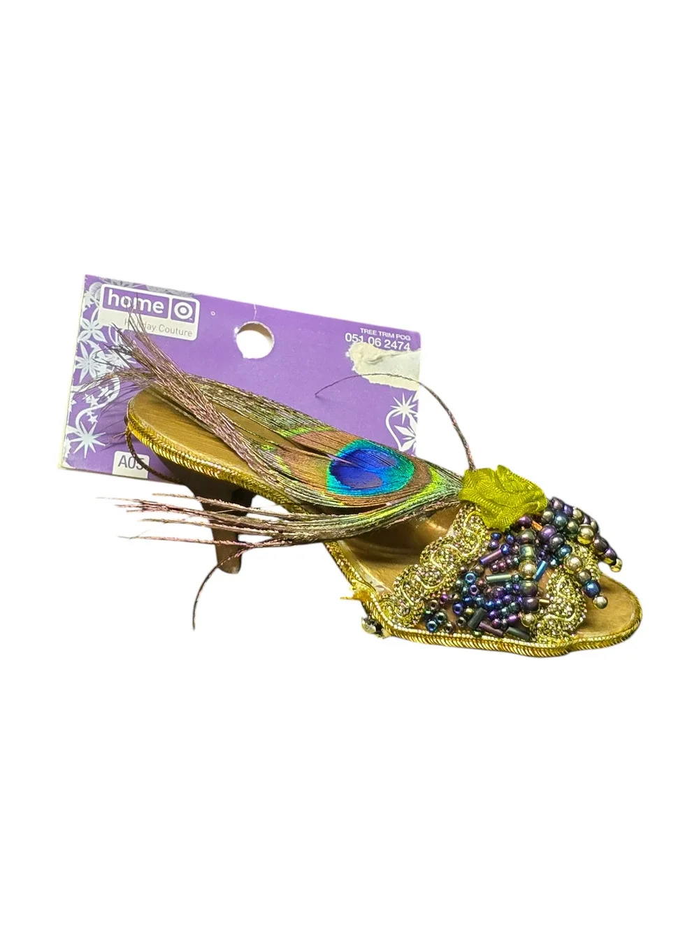 Target Home Holiday Couture Peacock Feather High Beaded Heel Christmas Ornament